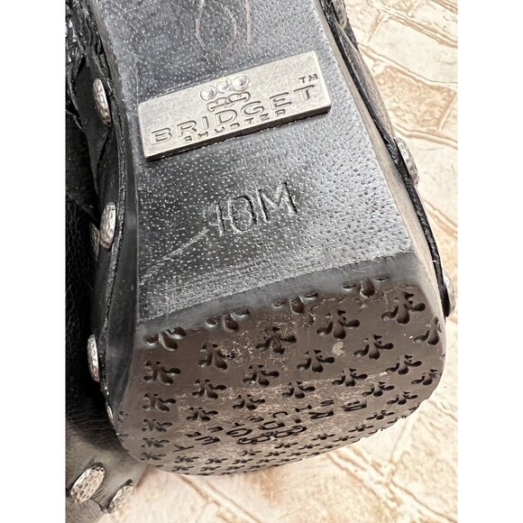 BRIDGET SHUSTER SASSY BLACK LEATHER MULE HEELS SIZE US 10 Lock Heart - Picture 6 of 8